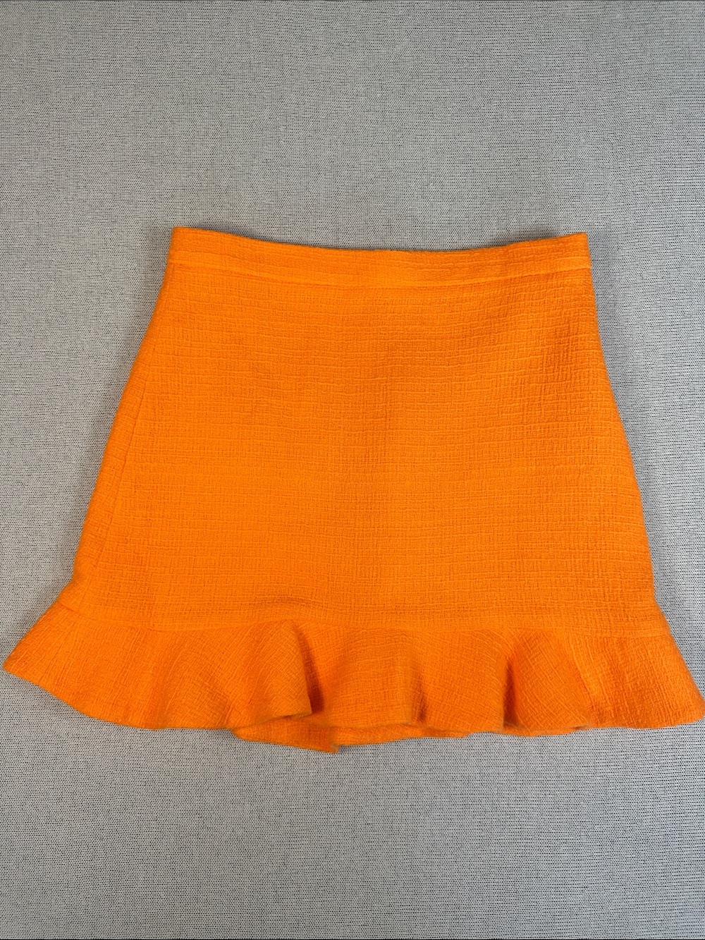 Zara Orange Mini Skirt with Ruffled Hem